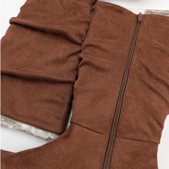 Steve Madden Kids' Jcecee Ruched Slouched Cognac Suede Boot Brown Size US3 EU34 - Picture 10 of 12